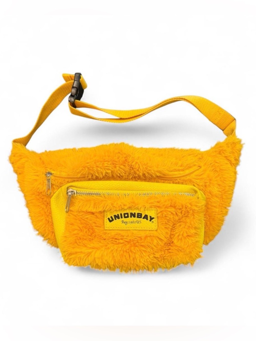 UNION BAY vintage y2k furry fluffy yellow waist bag. Great condition!